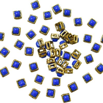 Kundan Stone for Jewellery,Craft,Embroidery Making, Blue Color, 50 Pieces