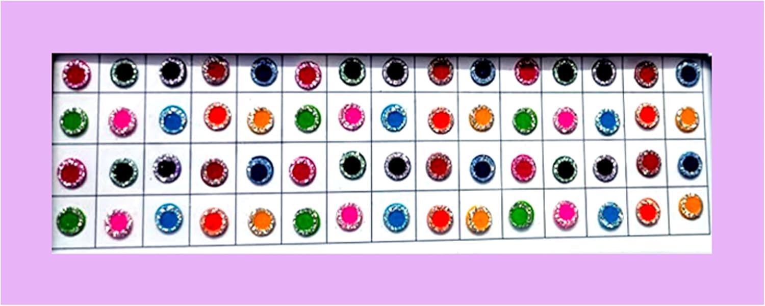 Cyan Collection, Multicolor and Multi Design Bindi Jewelry for Women Forehead, Indian Bindi, Bindi Face Jewels Multicolored Face Bindi Stickers1 (Pack of 6) - Image 2