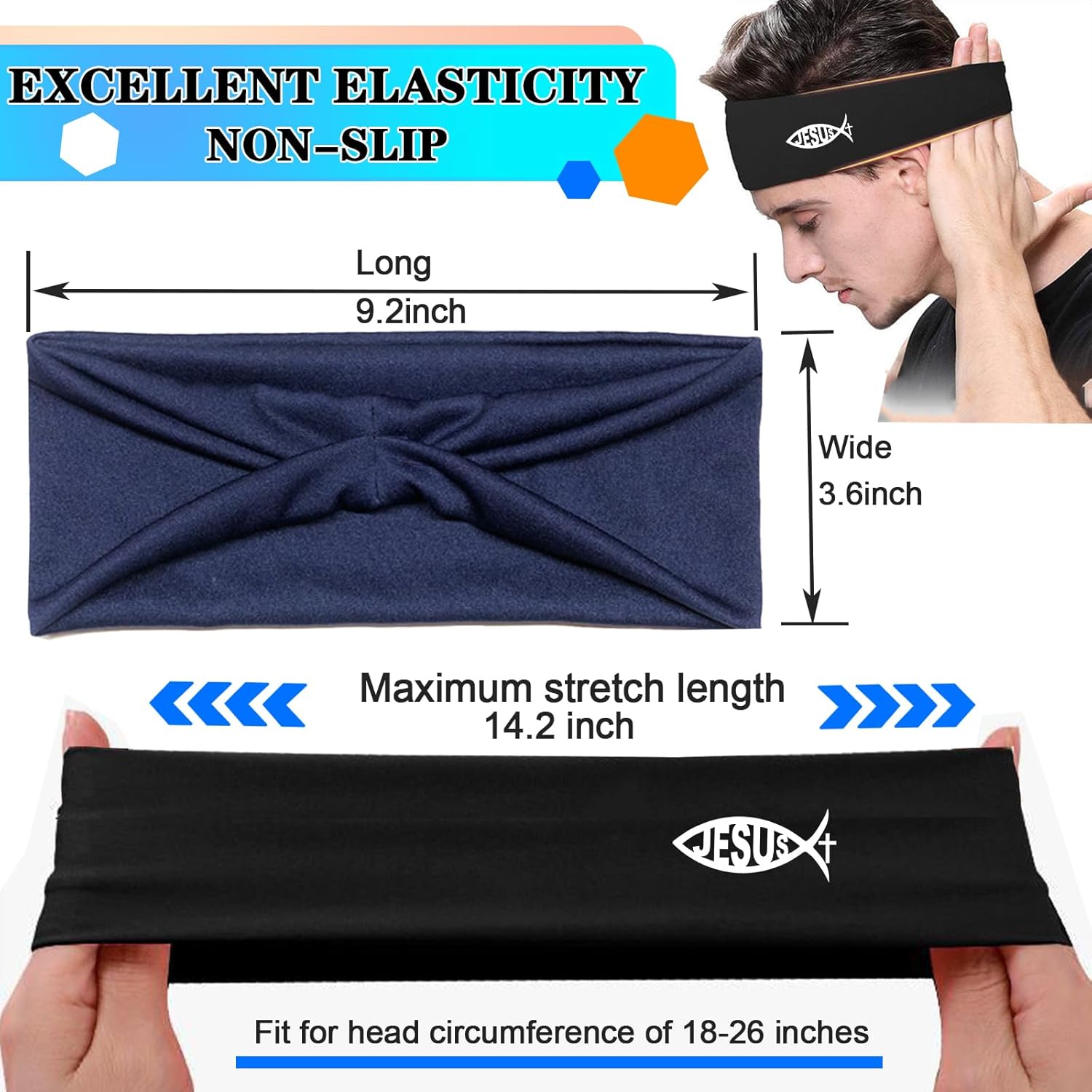 Sweat Bands Headbands Men 3pcs Sports Headbands for Men Women Sweatbands for Men Head Bands Mens - Image 6