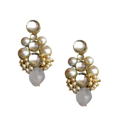 Baby Pink Stone Kundan Earrings Handmade In India Drop Earrings Earring Traditional Kundan Work Wedding Style Earrings For Women Ethnic Style Ear Studs Indian Designer Jewelry