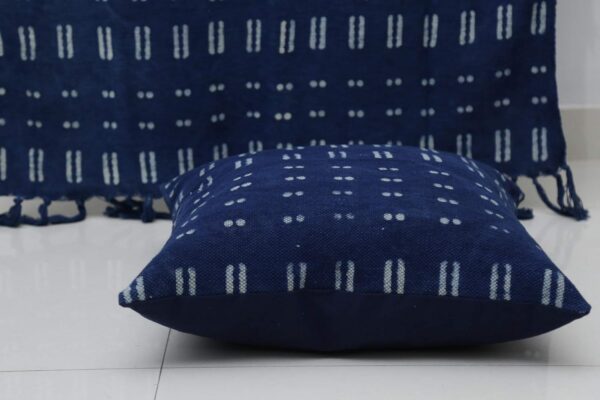 Trade Star Indigo Cushion Cover Hand Block Print Decorative Handloomed Rug Pillows for Sofa 100% Cotton Mudcloth Throw Cushions Authentic Rug Pillows for Home Decor (Indigo Blossom 20 x 20 Inches) - Image 3
