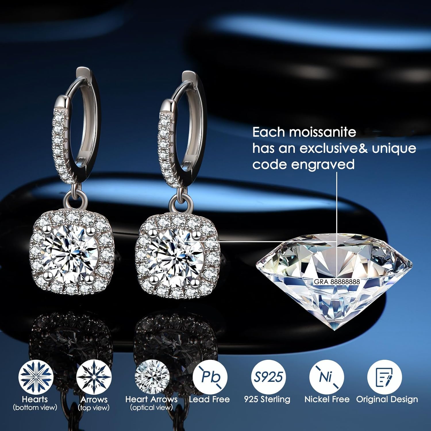 Moissanite Earrings for Women Hoop Earrings 1Ct-3Ct, Gifts for Wife Soulmate Mom Girlfriend, Anniversary Jewelry Present for Wife, Birthday Valentines Gifts - Image 3