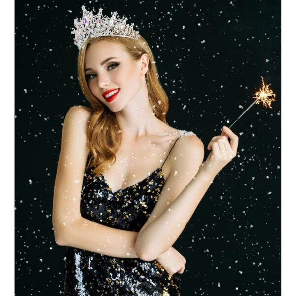 VELSCRUN AB Color Crystal Birthday Tiara Crowns for Women Girls Elegant Princess Crown Headband Birthday Girls Sash Happy Birthday Princess Party Decorations Birthday Cake Topper Hair Accessories - Image 9