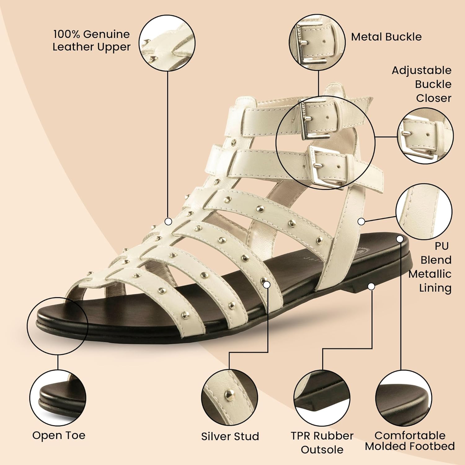 JATAREA Slip-On Flat Gladiator Sandals for Women | Comfortable Ankle Strap Open Toe Cross Strappy Womens Gladiator Sandals Perfect for Dressy Summer - Image 2