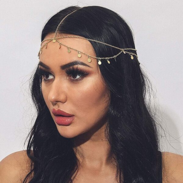 Aukmla Sequin Boho Head Chain Jewelry Headpiece Hair Chains Prom Festival Costume Headband Hair Accessories for Women - Image 5