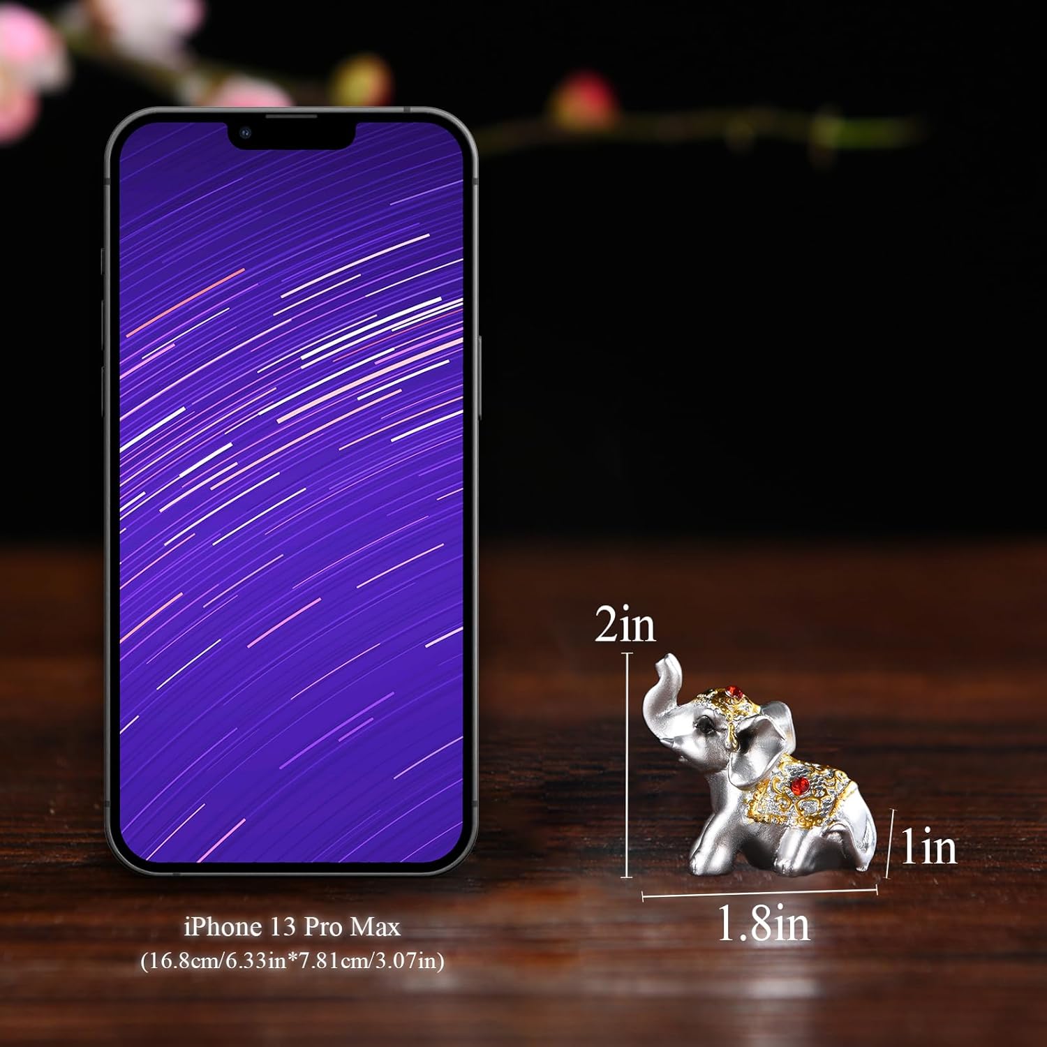 BRABUD Silver Resin Small Elephants Statues Home Decoration Collection Gift Set of 6 BS122 (Silver) - Image 2