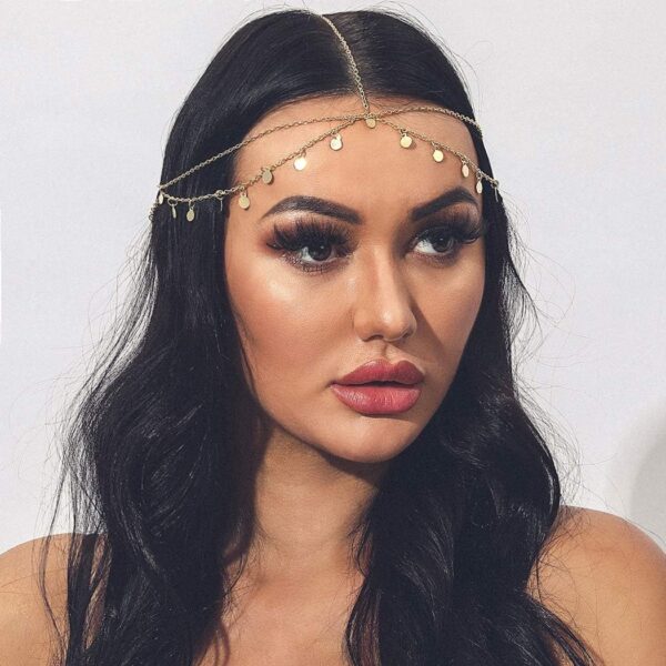 Aukmla Sequin Boho Head Chain Jewelry Headpiece Hair Chains Prom Festival Costume Headband Hair Accessories for Women - Image 2