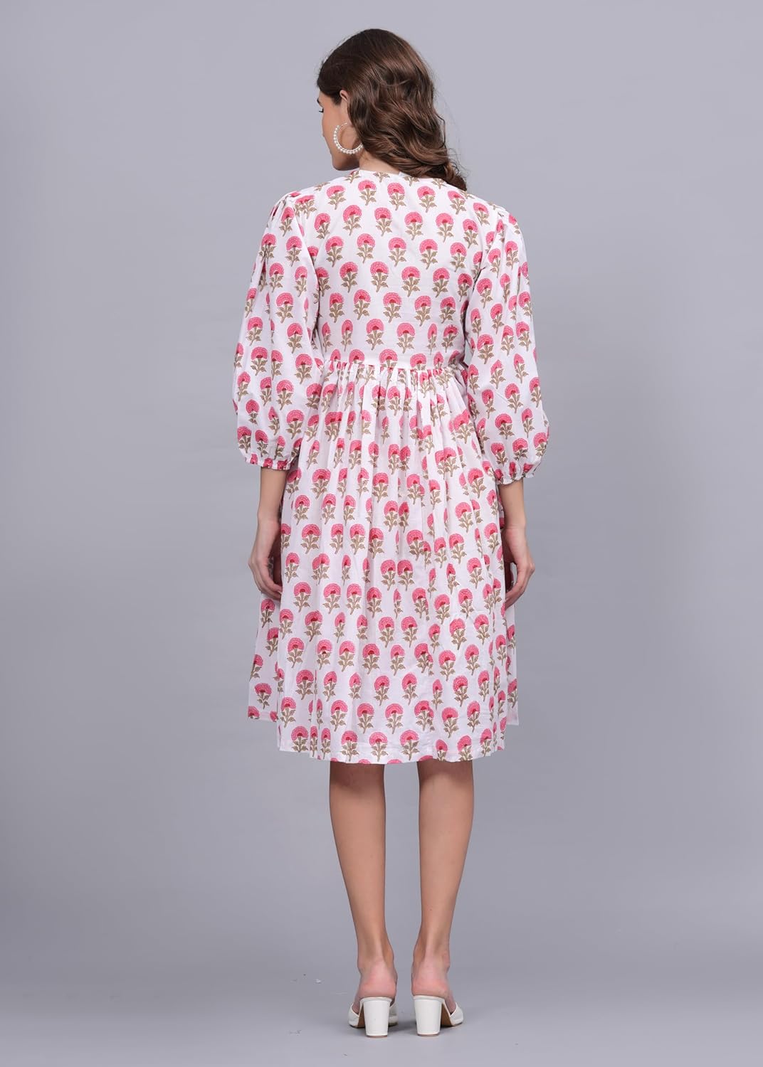 Dress for Women Buti Block Printed Indian Cotton Maxi Dress Bohemian Outfit with Pocket by Dhanlaxmi Handicrafts - Image 5