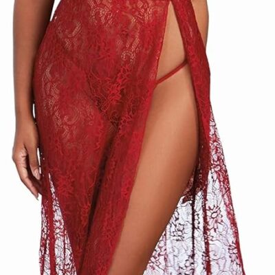 Dreamgirl Women's Lace Gown and G-String Set