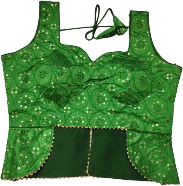Indian Women Sequins Readymade Tussar Silk Saree Blouse Padded Lehenga Crop Top