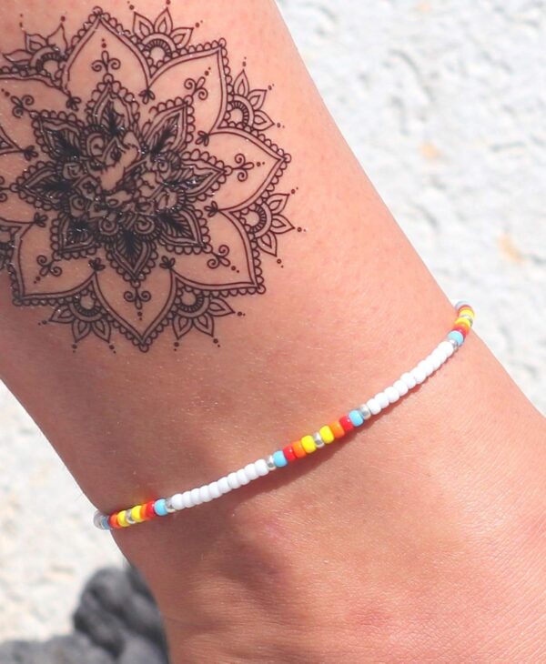 Boho Anklet, Native American Jewelry, Unique Thin Beaded Ankle Bracelet for Women or Girls, Colorful Bohemian Hippie Beach Waterproof Foot Jewelry, Handmade by Tribes - Image 9