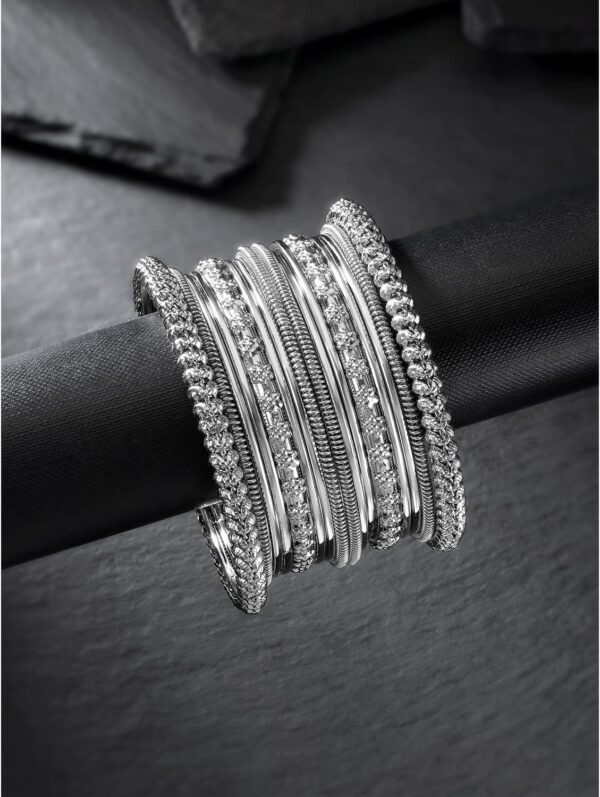 Aheli Tribal Traditional Antique Silver Oxidised Bangles Fashion Vintage Jewelry Gift for Women Size 2.6" - Image 5