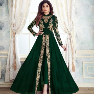 Indian Pakistani Ready to Wear Silk Anarkali Gown with Dupatta Suits