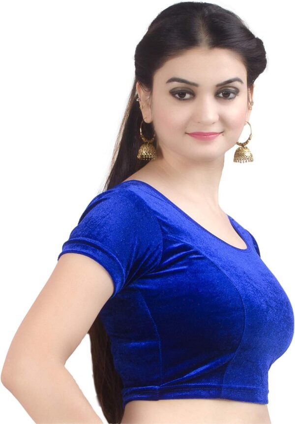 Chandrakala Velvet Blouses for Women Sarees,Stretchable, (B104-P) - Image 2