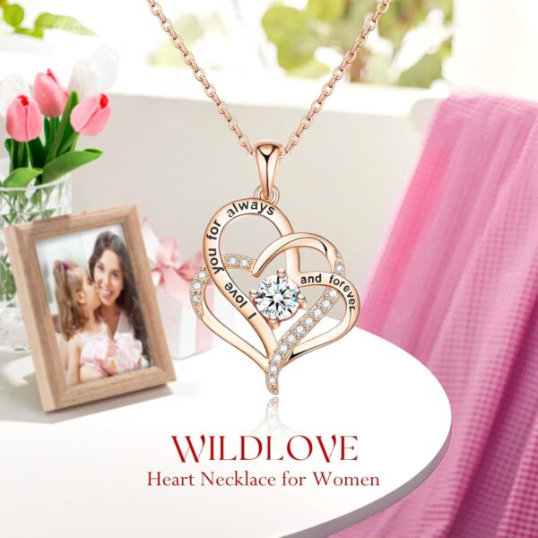 WILDLOVE Forever Real Rose with Heart Necklace, Preserved Flowers Gifts for Mom, Wife and Girlfriend on Christmas, Valentine's Day, Mother's Day, Birthday for Women Her - Red - Image 3