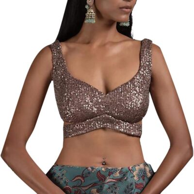 Women's Readymade Blouse For Sarees Indian Designer Bollywood Padded Stitched Crop Top Choli