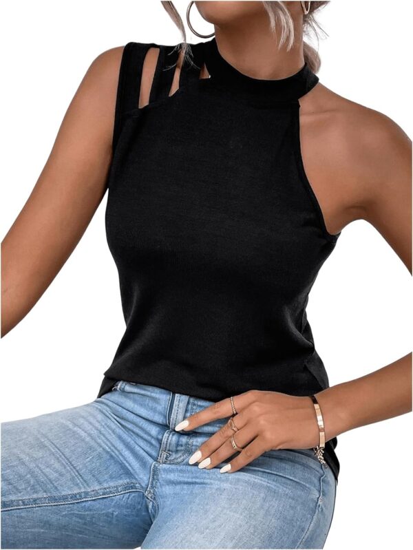 Floerns Women's Cut Out Mock Neck Asymmetrical Sleeveless Casual Tank Top - Image 6