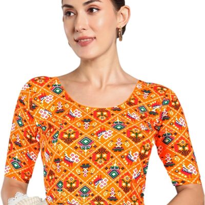 Chandrakala Stretchable Blouses for Women Sarees,Readymade (B217-P)