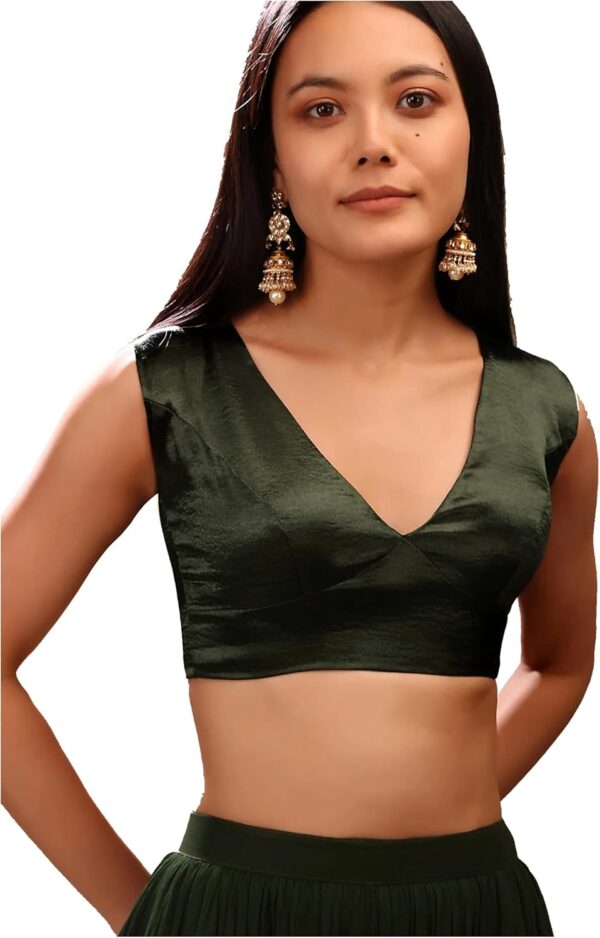 Women's Readymade Satin Blouse For Sarees Indian Bollywood Designer Padded Stitched Crop Top Choli