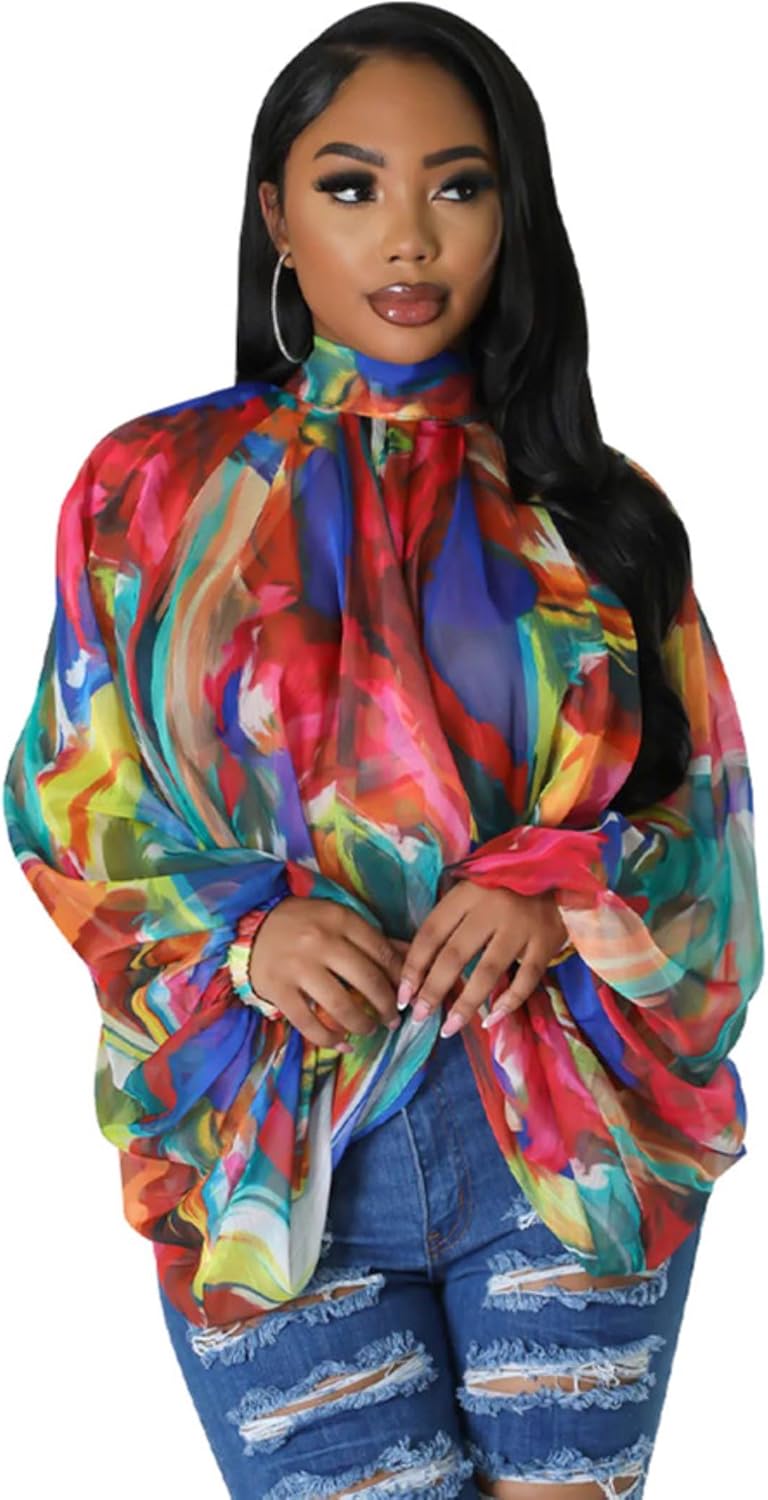 Sexy Tops for Women Party Club Night Batwing Sleeve Chiffon Sheer Self Tie Back Front Open Women Shirts Casual Summer - Image 5