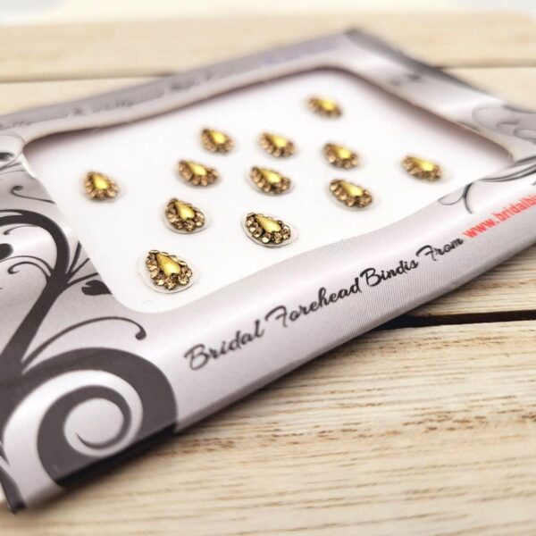 Forehead Jewelry TEAR DROP BridalBindis 12 GOLD Premium Pack face Bindi Jewels reusable body jewel stick on Fancy Tattoo. - BB4 - Image 5
