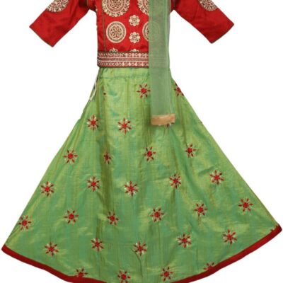 Ashwini Girl Polyester Embroidery Salwar Suit With Skirt