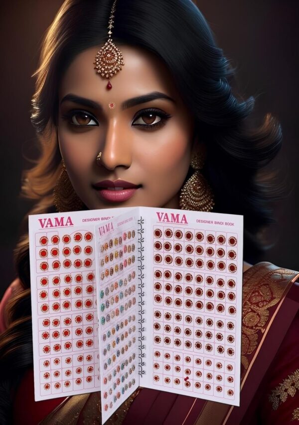 VAMA Fashions 372 Multicolor Round Pastel English Colors Stone Border Booklet Forehead Sindoor Indian Sticker Bindi Book for Women. - Image 3