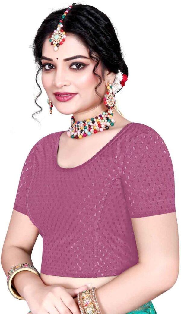 Cotton Lycra StretchableSaree Blouse Half Sleeve Dry Fit Workout Crop Top Gym Sports Top Authletic Shirt