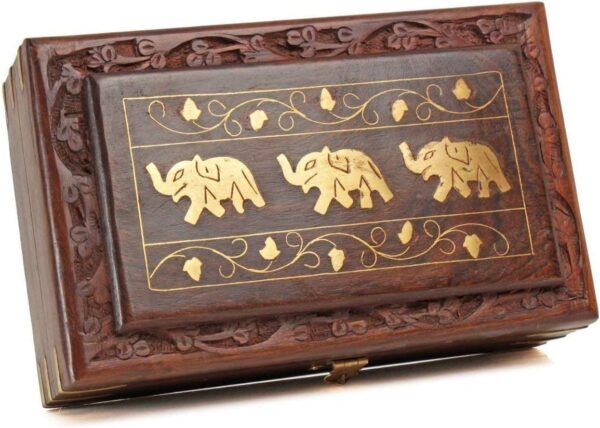 Unique Hand Carved Elephant Rosewood Jewelry Box From India by StarZebra - Image 2