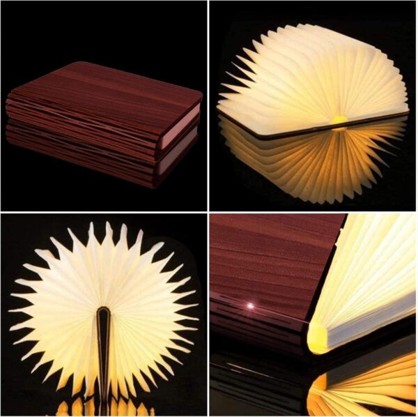Vergissm Wooden Book Light, 3 Colors Folding Book Lamp White Light/Yellow Light/Warm Yellow Light Colors LED Book Light for Home Decor Birthday Gift - Image 5