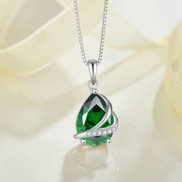 Teardrop Jewelry Set for Women 925 Sterling Silver Emerald Necklace and Earrings Set May Birthstone Jewelry Gifts for Her - Image 3
