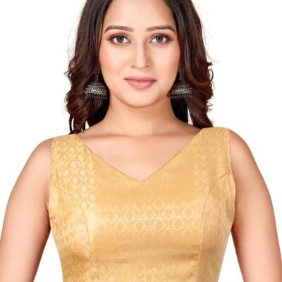 Chandrakala Sleeveless Blouses for Women Sarees,V Neck Backless Readymade Crop top Choli(B218-P)