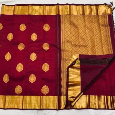 Banarasi Silk Saree Women Saree wrap Traditional wear| Women's kubera Kanchipuram Banarasi Lichi Silk Kanjivaram Saree with Plain Unstitched Blouse Piece (Maroon Colour)