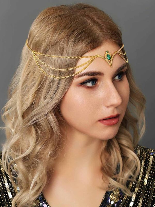 Aukmla Boho Head Chain Jewelry Gold Layered Headpiece Hair Chains Festival Halloween Prom Costume Headband Hair Accessories for Women - Image 4