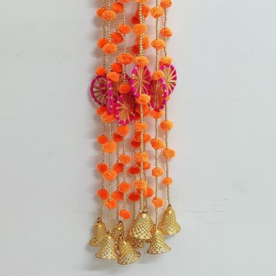 Export Quality Pom Pom Wall Hanging Latkans for Home Decorations, Pom Pom Chakri with Bell Hanging Strings Decorations for All Fesitval Decorations. (2 Pc's) (Multicolor) (Height 5 FT).