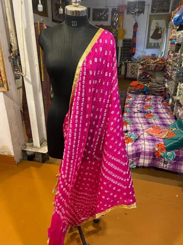 Wholesale Lot Of Solid Color Dupatta, Bandhej Dupatta tapara Silk Bandhani Bandhej Women Heavy Dupatta with Lace & latkan - Image 3