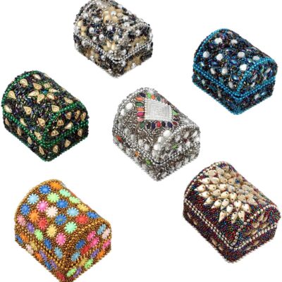 Shop LC Handcrafted Set of 6 Mini Solid Color Gemstone Beads Treasure Chest Decorations Boxes Christmas Gifts