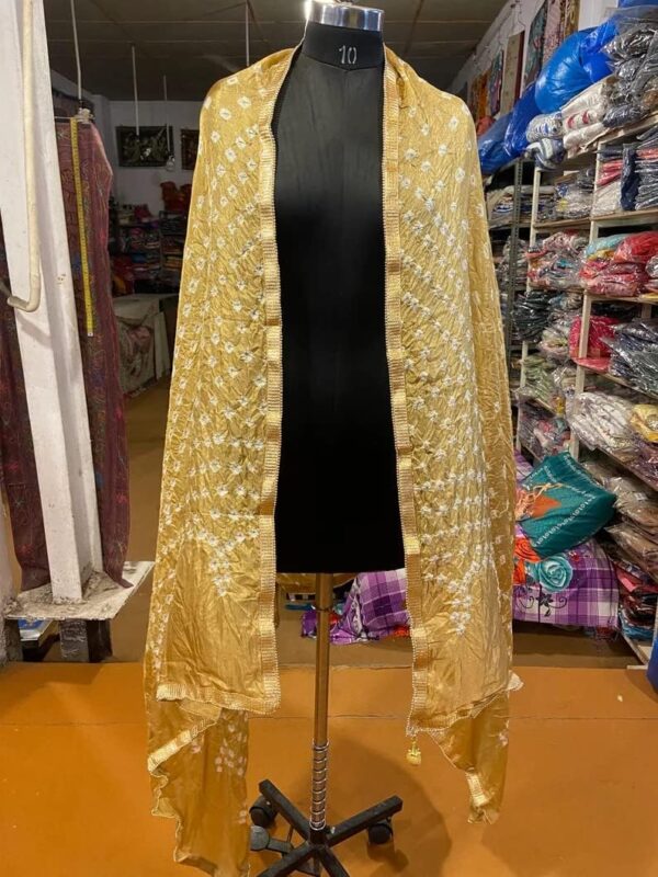 Wholesale Lot Of Solid Color Dupatta, Bandhej Dupatta tapara Silk Bandhani Bandhej Women Heavy Dupatta with Lace & latkan - Image 6