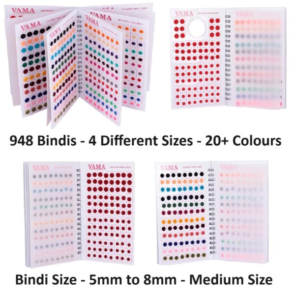 VAMA Premium Velvet Multicolor Forehead Stickers Bindiya Bindis Bollywood Bindi Booklet for Women (Pack of 948 - Bindi Book) - Image 6