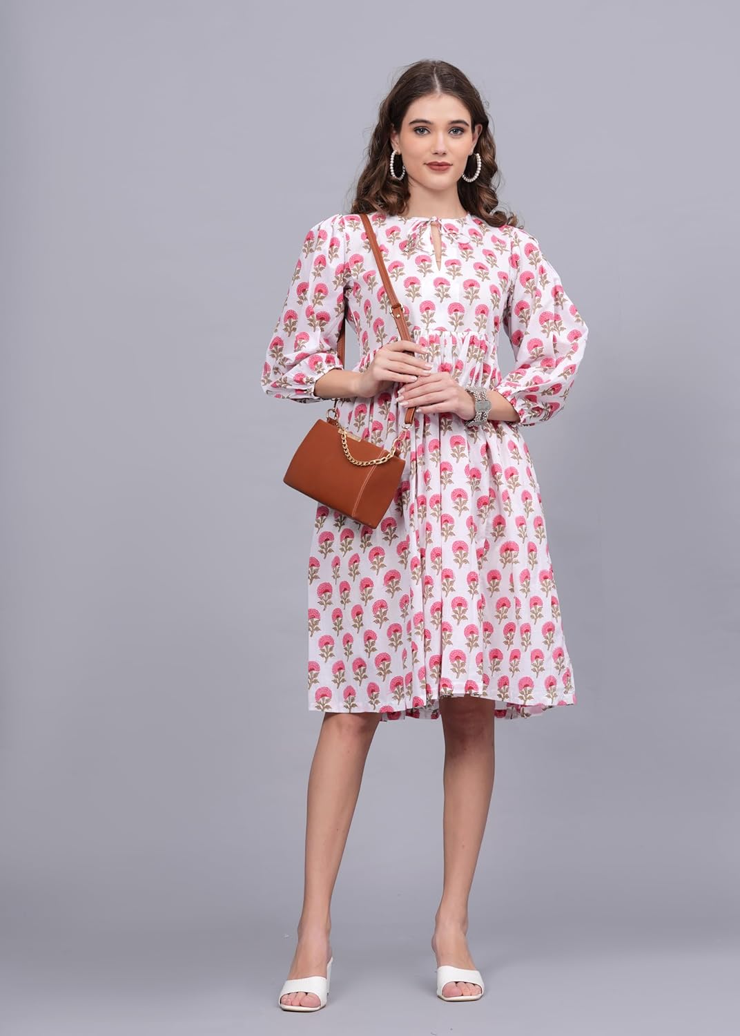 Dress for Women Buti Block Printed Indian Cotton Maxi Dress Bohemian Outfit with Pocket by Dhanlaxmi Handicrafts - Image 3