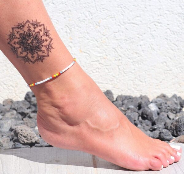 Boho Anklet, Native American Jewelry, Unique Thin Beaded Ankle Bracelet for Women or Girls, Colorful Bohemian Hippie Beach Waterproof Foot Jewelry, Handmade by Tribes - Image 3