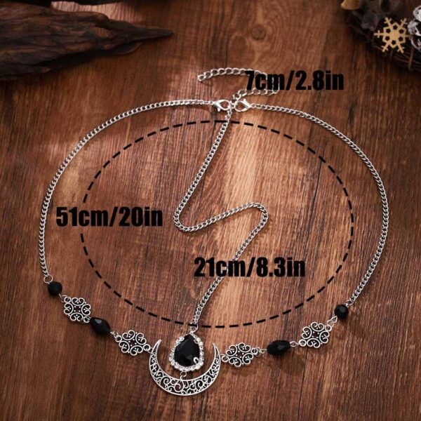 Bounzhi Boho Head Chain Vintage Hair Chain Gypsy Moon Headpiece Costume Hair Accessories for Women (D, one size) - Image 4