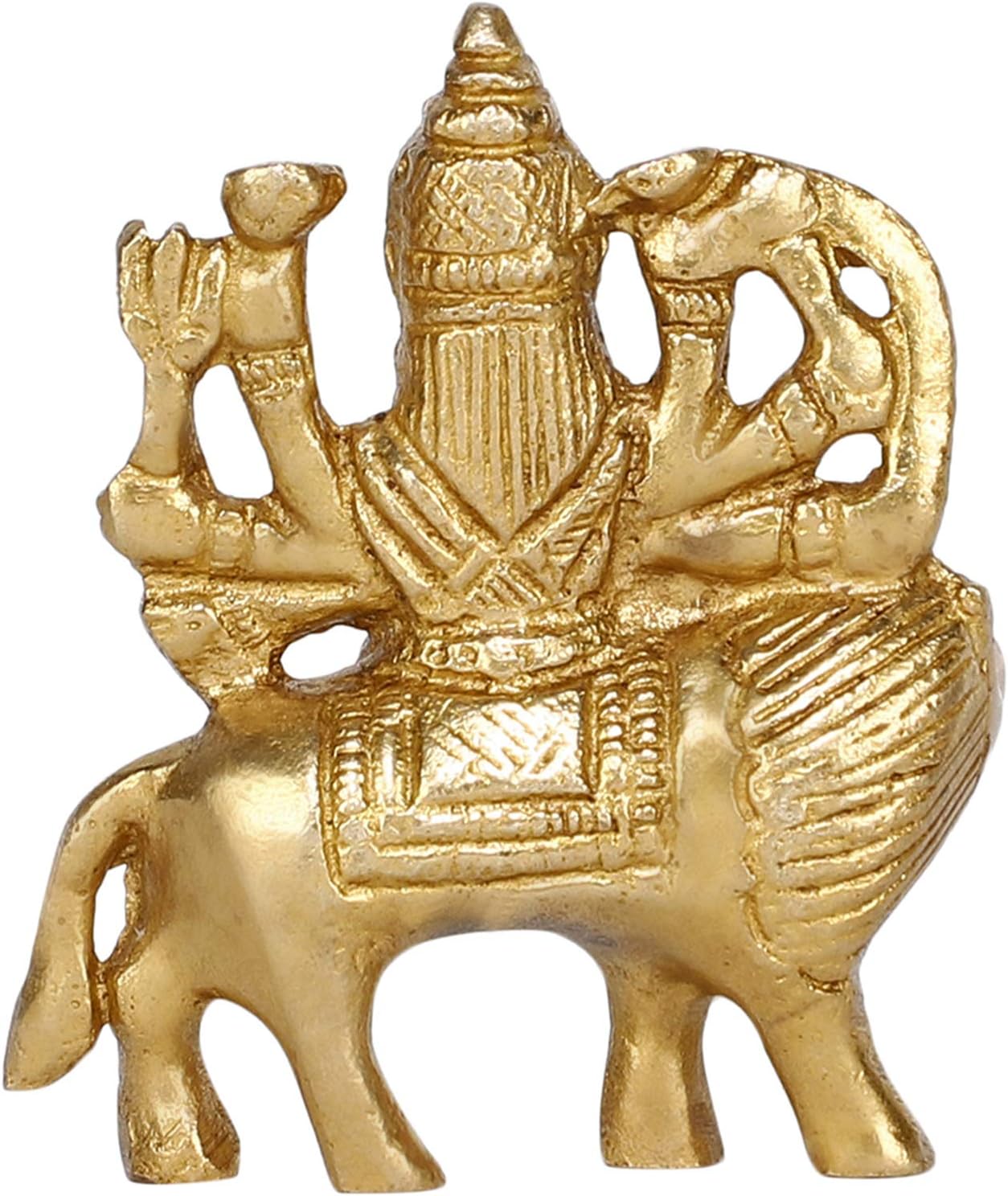 GURU JEE Brass Statue Goddess Maa Durga MATA Rani Murti Sherawali Idol Small Gifts Item - Image 5