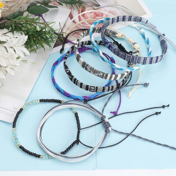 19pcs Bracelets For Men and Women, Boho Surfer Bracelet Anklet Adjustable, Beach Bracelet Set Handmade boho Bracelets -Outdoor Sports Men'S And Women'S Anklet -Ethnic Hippie Style Accessories - Image 6