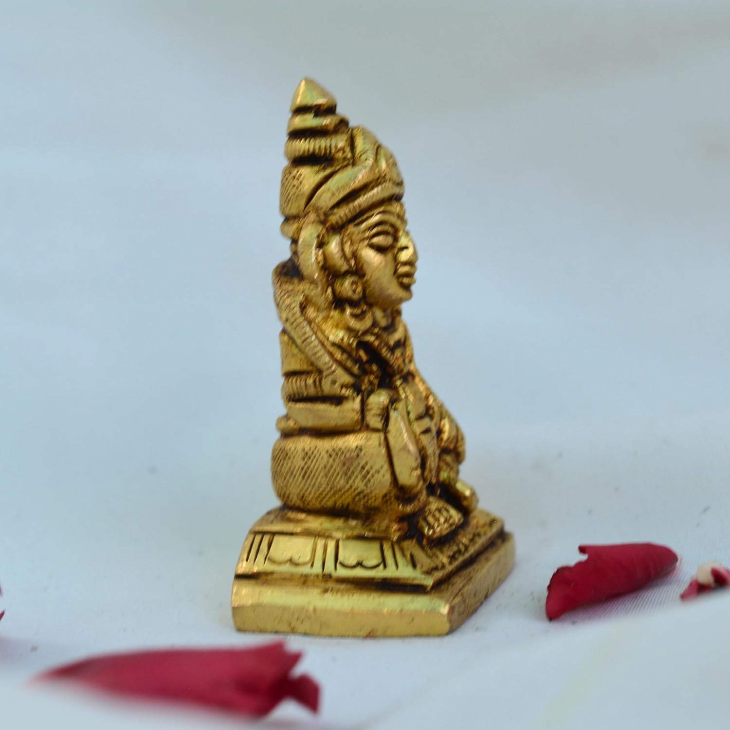 Brass Kuber Maharaj Statue Idol (2.25inch 120 gram) God of Treasure Wealth Deity Figurine Diwali Worship Home Decor Kubera Kuvera Dhanpati Vaisravana Raja Murti Sculpture Gift Puja Room (Model 3) - Image 3