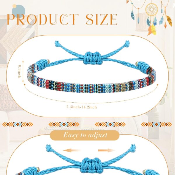 Yinkin 12 Pcs Boho Surfer Ankle Bracelet Unisex Handmade Braided Bracelet Adjustable Beaded Anklets Waterproof Beach Bracelet for Women Men (Cute) - Image 2