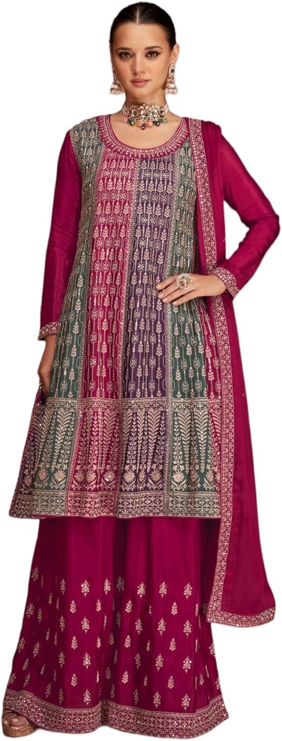 Fashion Boutique New Indian/Pakistani Eid Special Party/Ethnic wear Georgette Sharara Style Salwar Kameez Dress for Womens