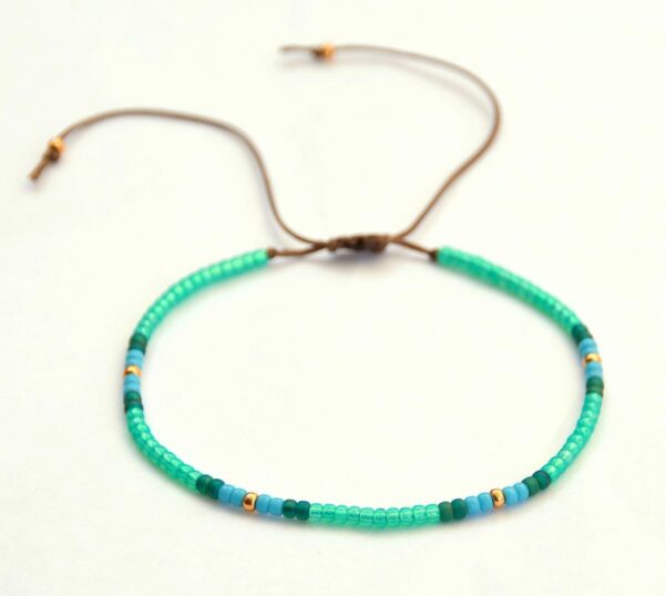 Anklet for Women, Unique Beaded Anklet, Native American Style, Green Turquoise Colorful Boho Hippie Beach Waterproof Anklet, Handmade by Tribes - Image 2