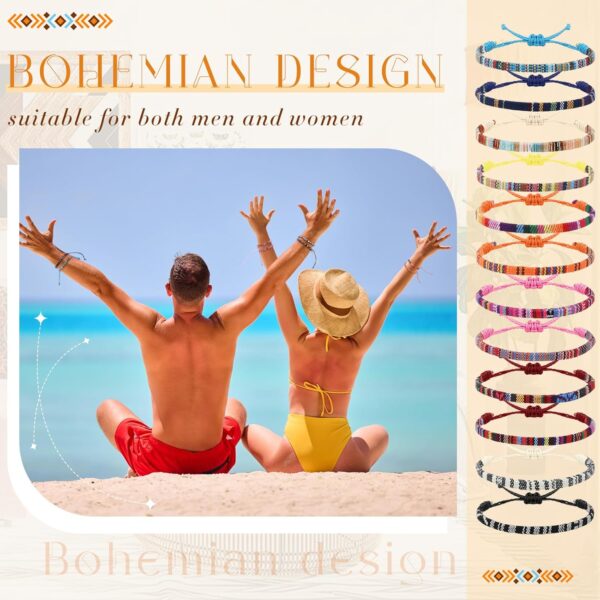 Yinkin 12 Pcs Boho Surfer Ankle Bracelet Unisex Handmade Braided Bracelet Adjustable Beaded Anklets Waterproof Beach Bracelet for Women Men (Cute) - Image 5