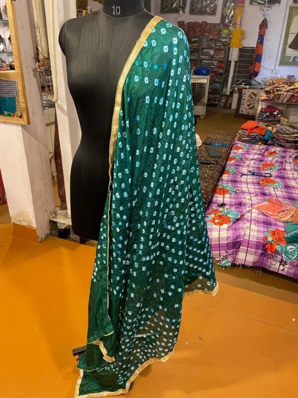 Wholesale Lot Of Solid Color Dupatta, Bandhej Dupatta tapara Silk Bandhani Bandhej Women Heavy Dupatta with Lace & latkan - Image 4